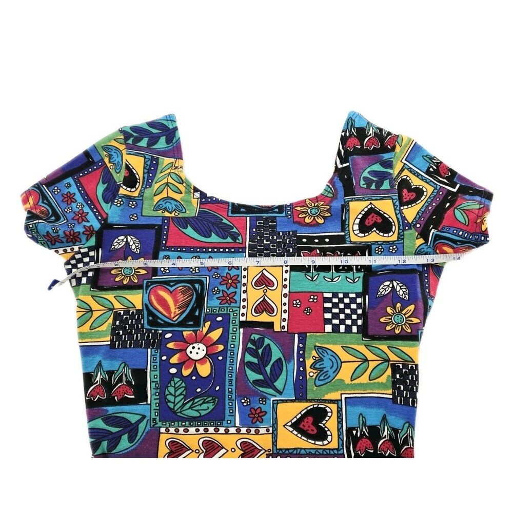 VTG Gilda Marx Kids II 80s Patchwork Cotton Unitard Biketard Dance Size M (8/10) - Picture 4 of 11